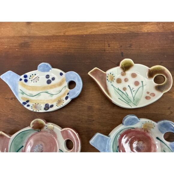 Hand Painted Ceramic - Artist Signed -Tea Bag Holder -Spoon Rest -Trinket Dish - Picture 4 of 13